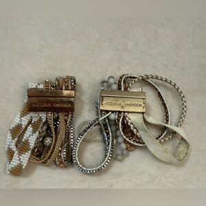 Victoria Emerson Gold and Cream Bracelet Set